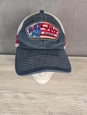 Ron Jon Mens Hat One Size Blue White Trucker USA Surf Shop Mesh Strapback Cap